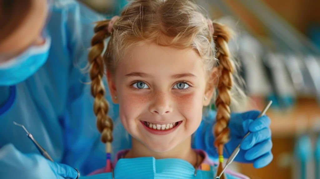 Una bambina felice dal dentista